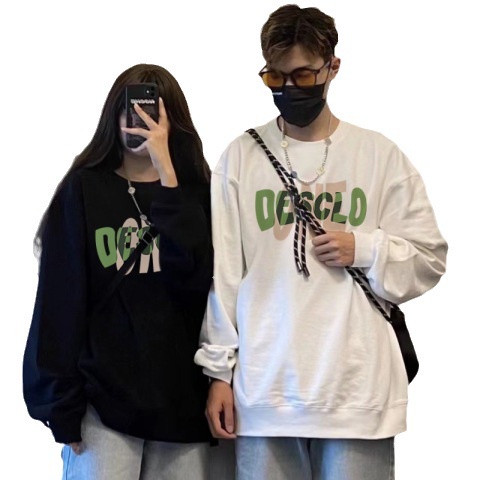 Áo Sweater Mùa Thu Đông Cặp Đôi Phong Cách Dài Tay In Hình