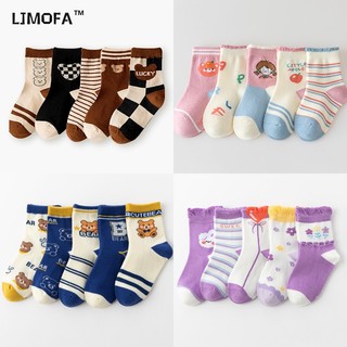 LJMOFA 5 Cặp Vớ cotton Thoáng Khí Họa Tiết Hoạt Hình Dễ Thương Cho Bé Từ 1-12 Tuổi