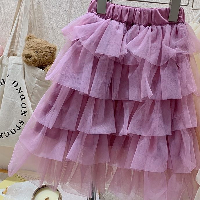 Chân Váy Lưới Màu Trơn Phong Cách Hàn Quốc Thời Trang Xuân Hè Mới Cho Bé Gái