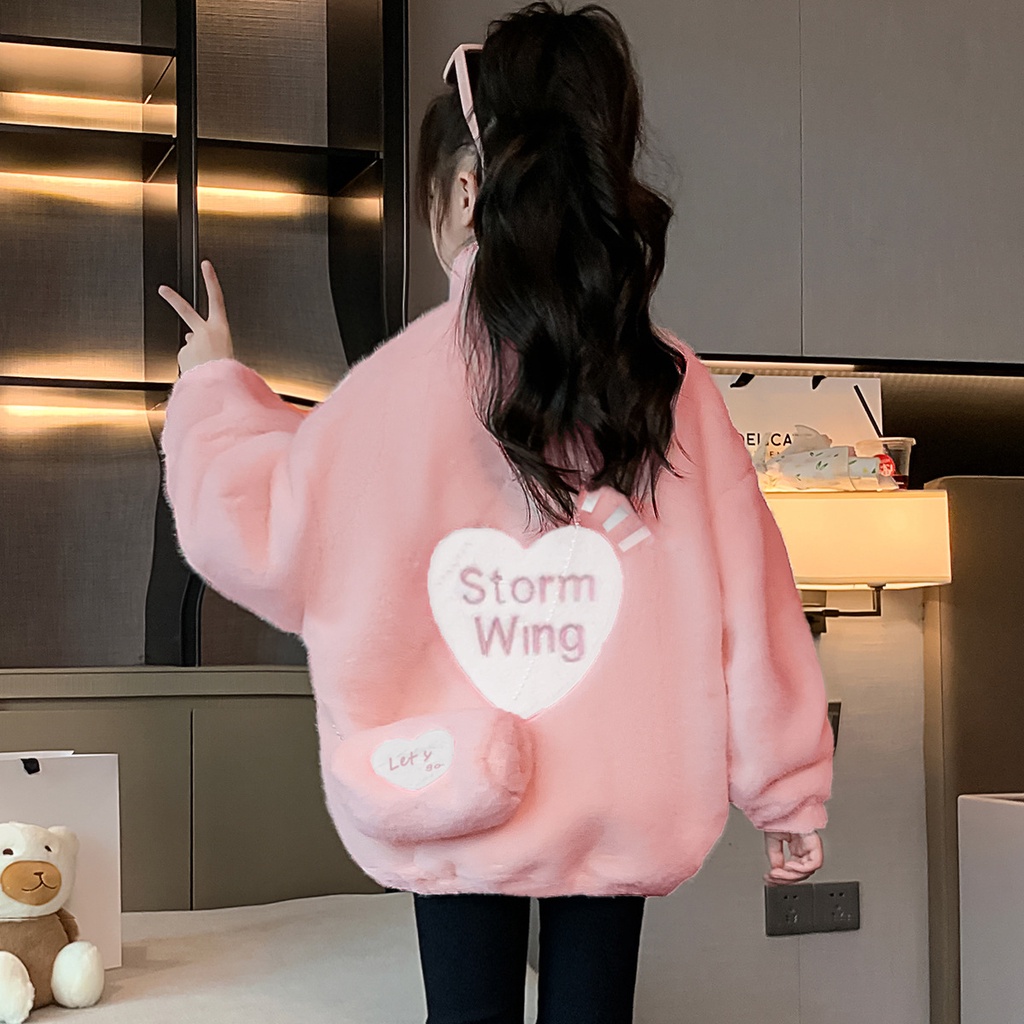 Áo Khoác Len Lông Cừu Dày Dặn Phong Cách Thời Trang Thu Đông Mới 2023 Cho Bé Gái