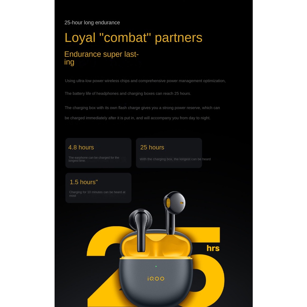 IQOO TWS Air Call noise reduction wireless Bluetooth gaming earphones