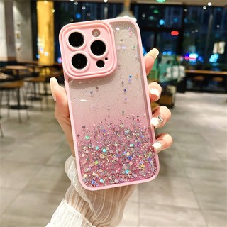 Sang Trọng Ốp Điện Thoại Mềm Trong Suốt Lấp Lánh Chống Sốc Cho iphone 15 14 pro max 14 plus
