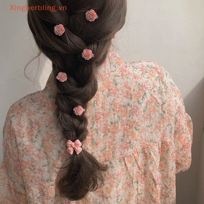 Xbvn set 5 Kẹp Tóc Hình Hoa Hồng / Trái Tim / Nơ mini Ngọt Ngào Dễ Thương Cho Nữ
