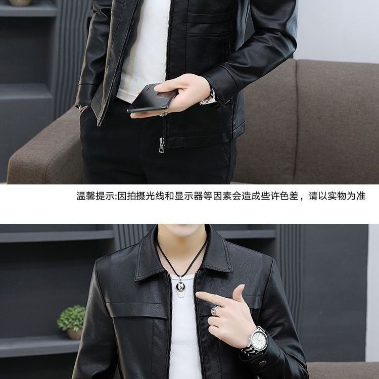 Áo Khoác Da pu Lót Lông Cừu Phong Cách Hàn Quốc Thời Trang Thu Đông Cho Nam