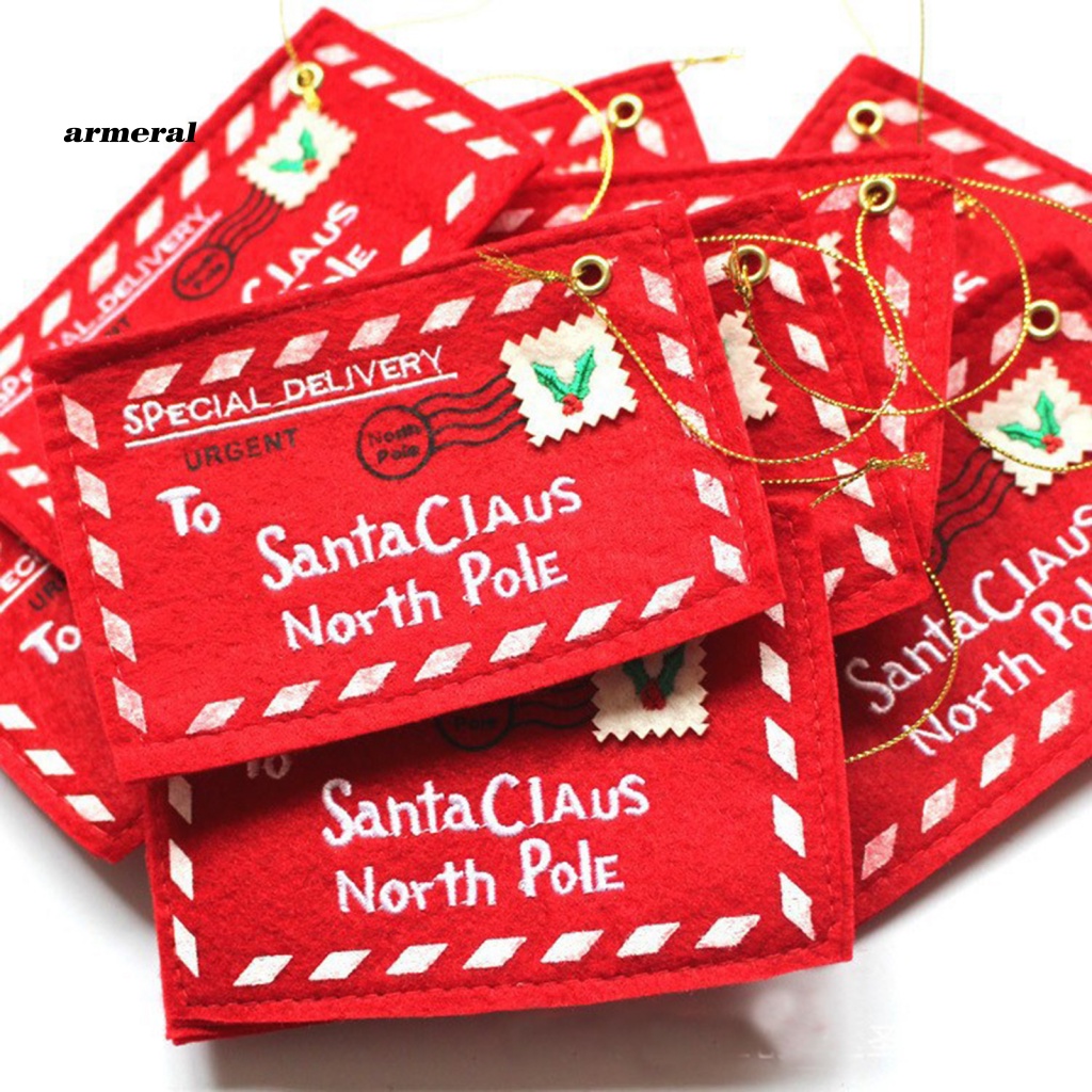 Set 10 Phong Bì Bằng Vải In Chữ Treo Trang Trí Cây Thông Noel Có Thể Tái Sử Dụng