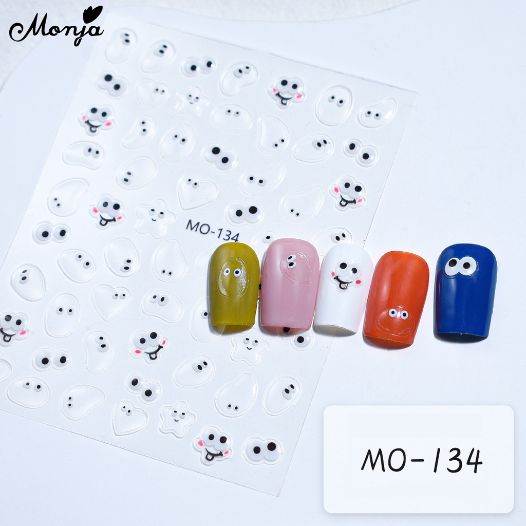 Monja Miếng Dán Trang Trí Móng Tay 3d Hình Quái Vật Hoạt Hình Xinh Xắn