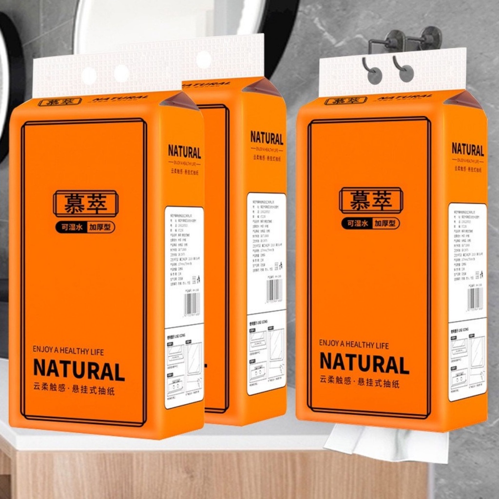 Thùng 4 Bịch Giấy Treo Tường Đa Năng NATURAL 1360 Tờ Hàng Nội Địa Trung Tặng Móc Treo