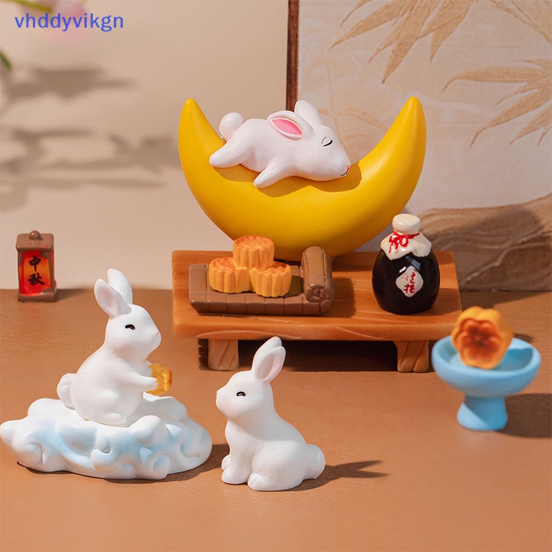 Vhdd Tượng Nhỏ Trang Trí Phong Cảnh Hình Thỏ Bánh Trung Thu Thu Dễ Thương vn