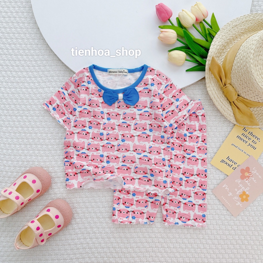 SET LỬNG ĐÍNH NƠ GÂN TĂM IN HOA CHO BÉ SIÊU XINH