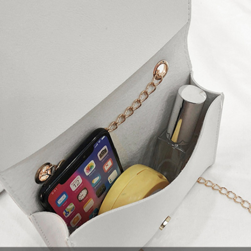 Túi Da Đeo Chéo Hình Vuông Cỡ Nhỏ Phối Dây Đeo Sợi Xích Thời Trang Cho Nữ