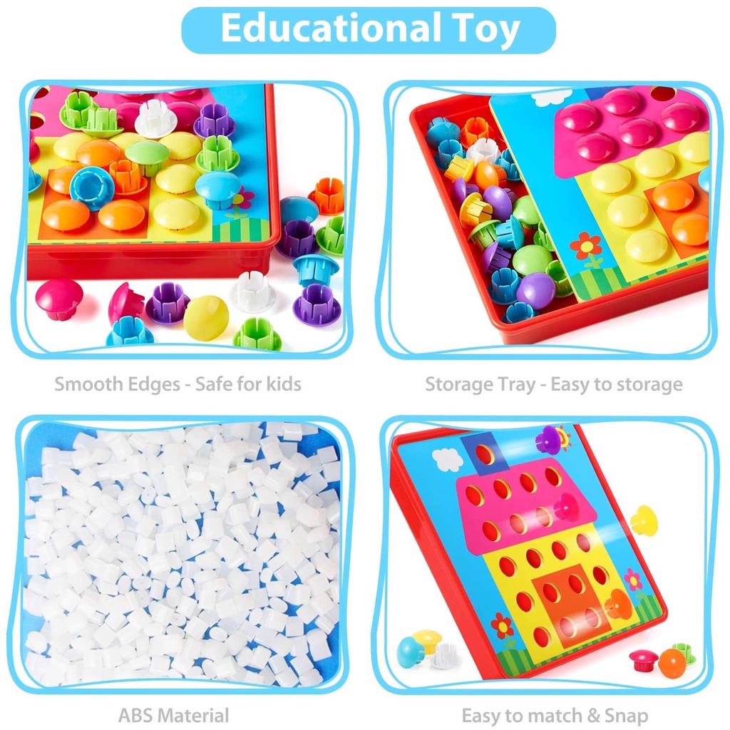 BOARD ARTS AND CRAFTS WITH MUSHROOM NAILS BUTTON IDEA COLOR MATCHING GAME CHILDREN BEST PRESCHOOL EDUCATIONAL BOARD GAME