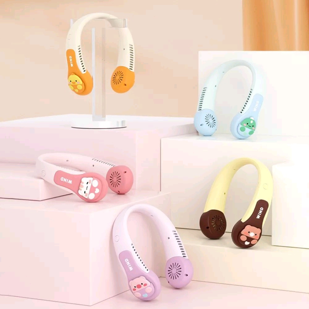 PVN59992 Quạt Đeo Cổ Mini Không Cánh Hình Thú 3D Dụng Lượng Pin 4000mAH 3 Cấp Độ Gió T2