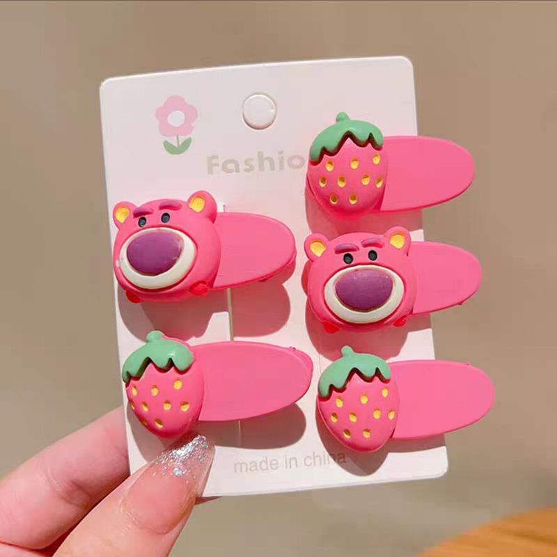 Set 5 Kẹp Tóc Họa Tiết Trái Dâu Hoạt Hình Dễ Thương Cho Bé Gái