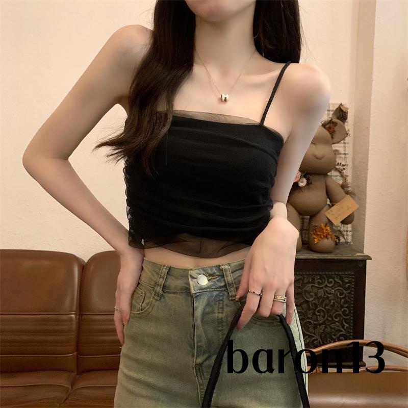 Xo8k-áo Ren Không Tay Khoét Sâu Hở Lưng Màu Trơn Mùa Hè Cho Nữ