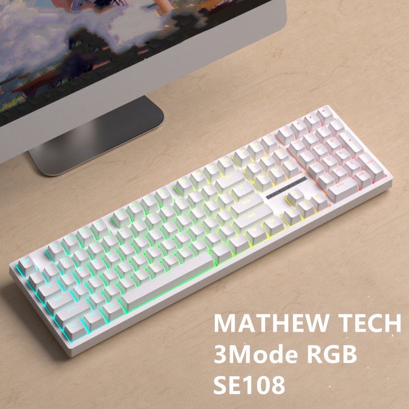 Bàn Phím Cơ bluetooth Không Dây se108 hot swap,3 Chế Độ, rgb, south 2023, Đèn led, Bàn Phím Điện Tử, Màu Nâu / Vàng 100%