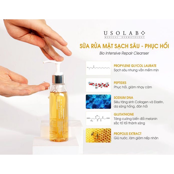 Sữa rửa mặt Usolab Bio Intensive Repair Cleanser PDRN phục hồi tế bào gốc, làm sạch dịu nhẹ