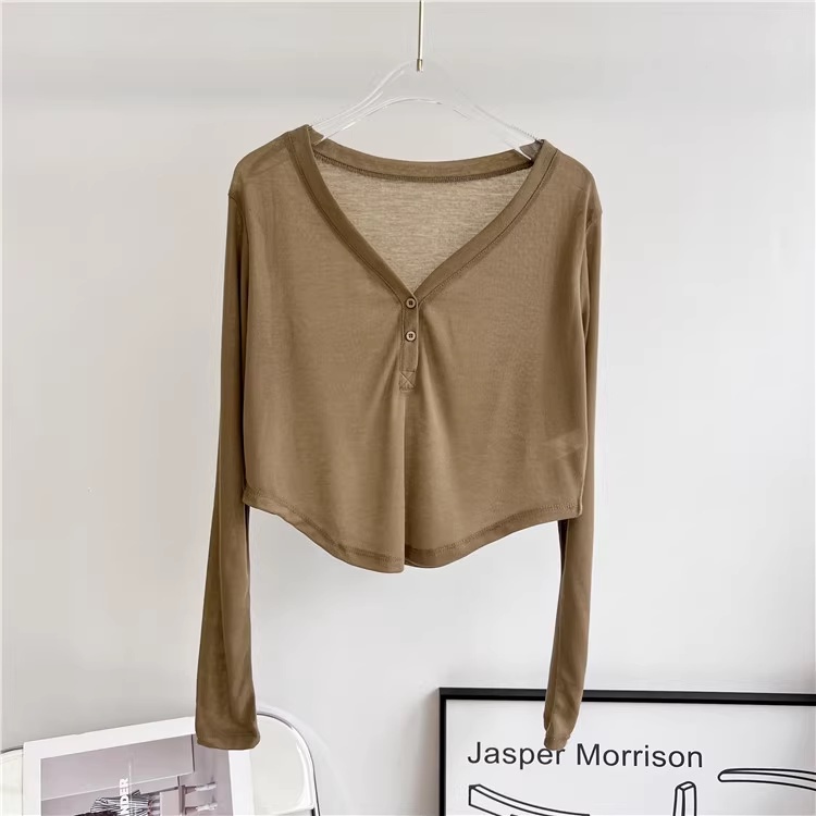 OLALA LEISURE Áo Thun Thể Thao Tay Dài Cổ Chữ V Thoáng Khí Nhanh Khô XS DSL370