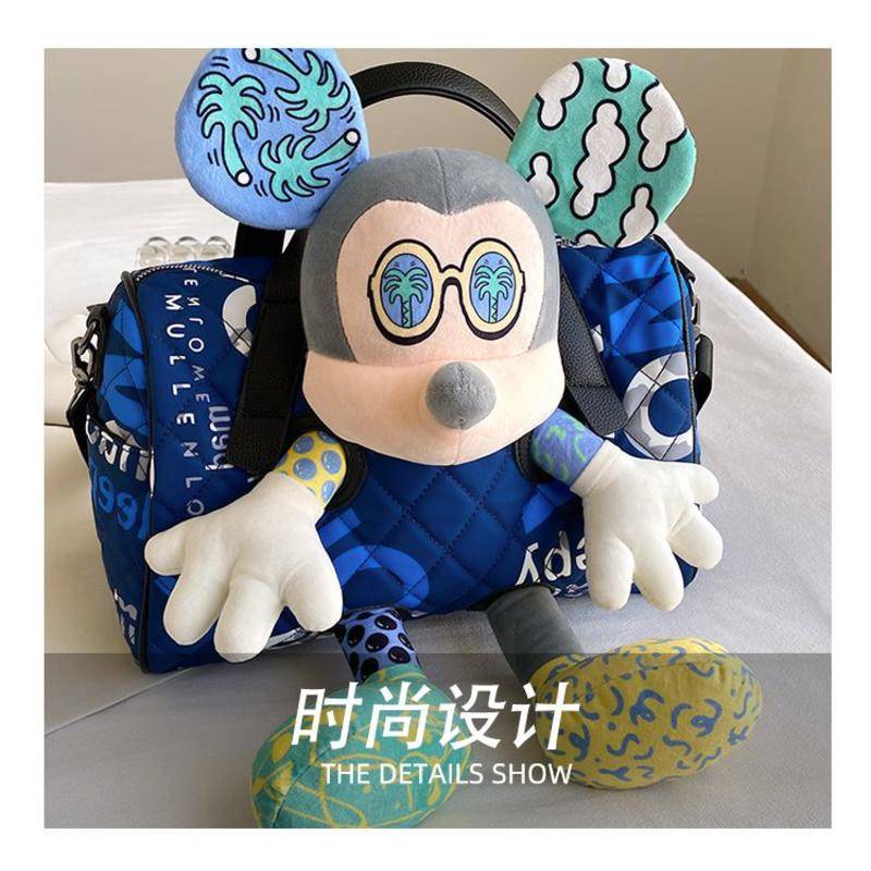 Công suất lớn Mickey thư thêu lưới xách tay túi xách nữ Hàn Quốc thời trang búp bê gối dễ thương và đẹp túi đeo chéo
