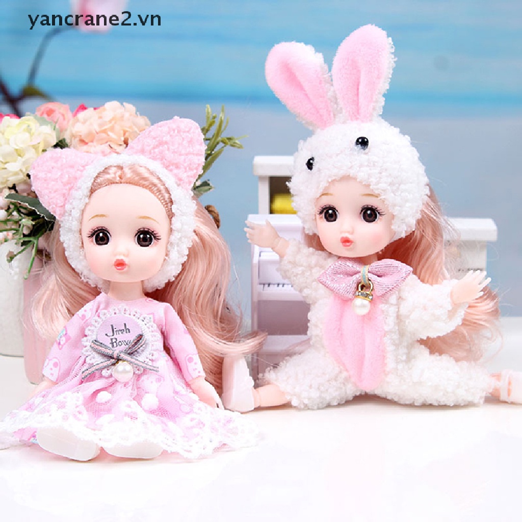 Búp Bê Đồ Chơi Có Khớp Cử Động Mini 16cm Kèm Quần Áo DIY