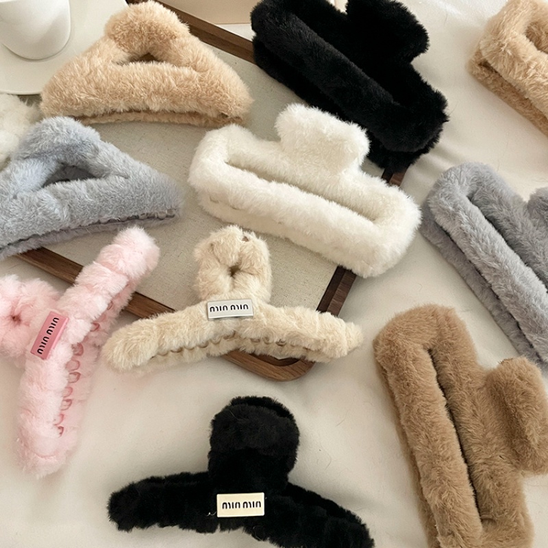 Kẹp Tóc Lông Nhung 13cm Thời Trang Thu Đông Phong Cách Hàn Quốc Dành Cho Nữ