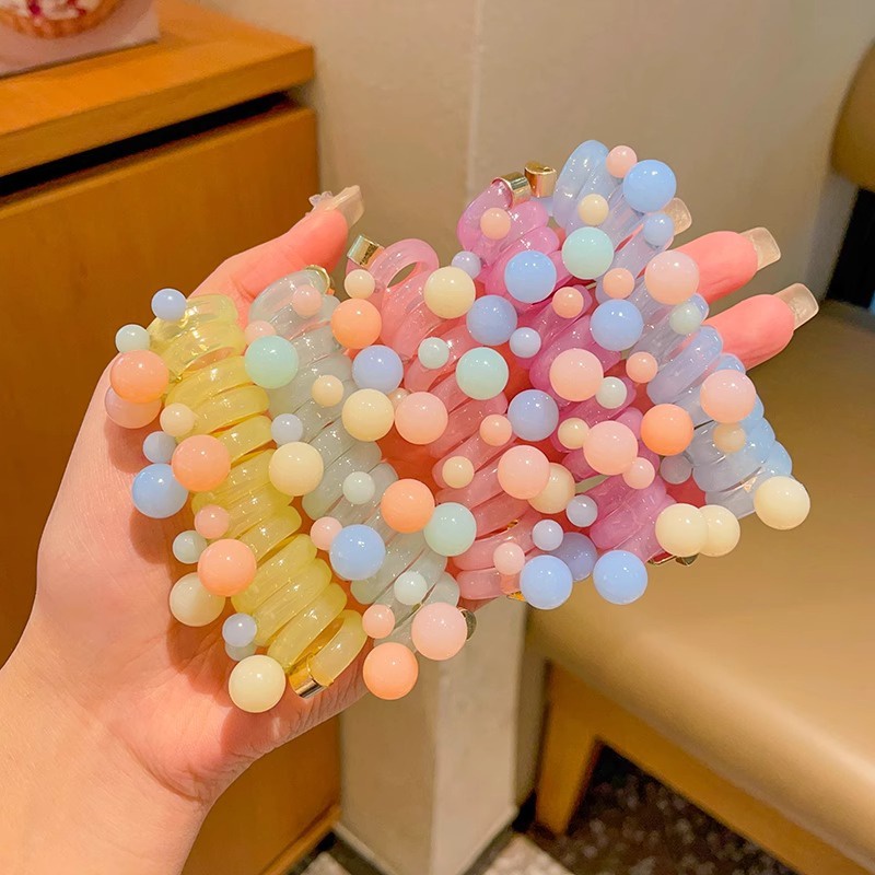 Set 2 Dây Buộc Tóc Co Giãn Đính Nơ Hoa Dễ Thương Cho Bé Gái