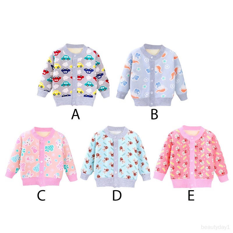 Áo Khoác Cardigan Dệt Kim In Hoạt Hình Dễ Thương Cho Bé