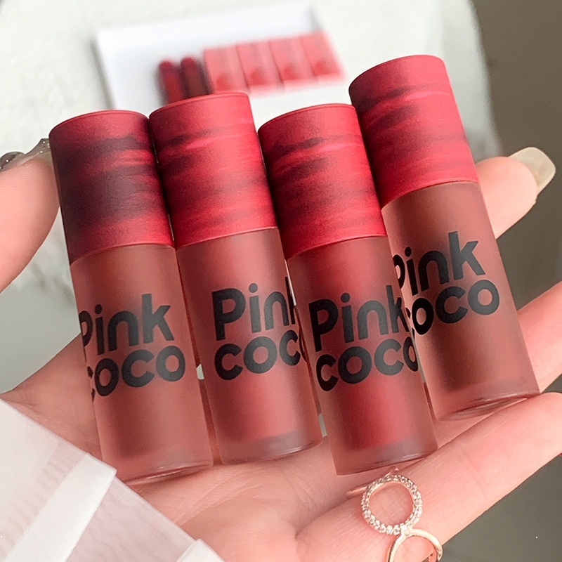 Pink Coco Son Môi Màu Lì Chống Nước Lâu Trôi Không Dễ Dính Cốc Tự Nhiên Hình Hoa Hồng