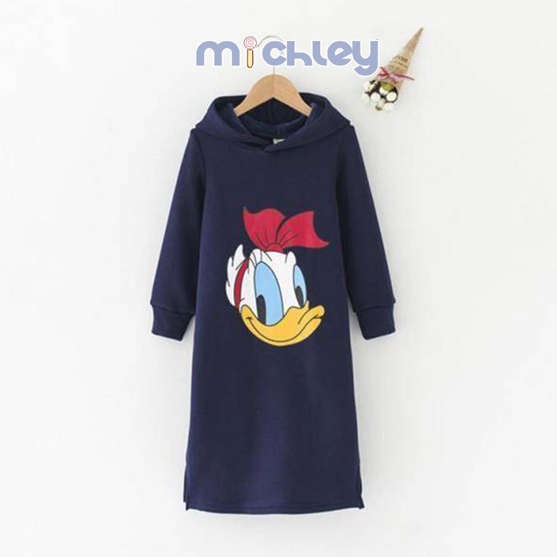 Michley Áo Khoác Hoodie Dáng Dài Phong Cách Hàn Quốc Thời Trang Xuân Thu Cho Bé Gái