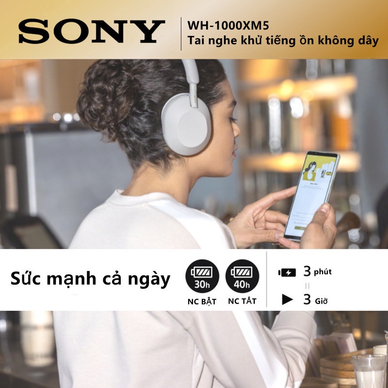 Tai Nghe Sony WH-1000XM5 Bluetooth Không Dây Có Công Nghệ Chống ồn Và Micrô Tích Hợp - Bảo Hành 3 Tháng