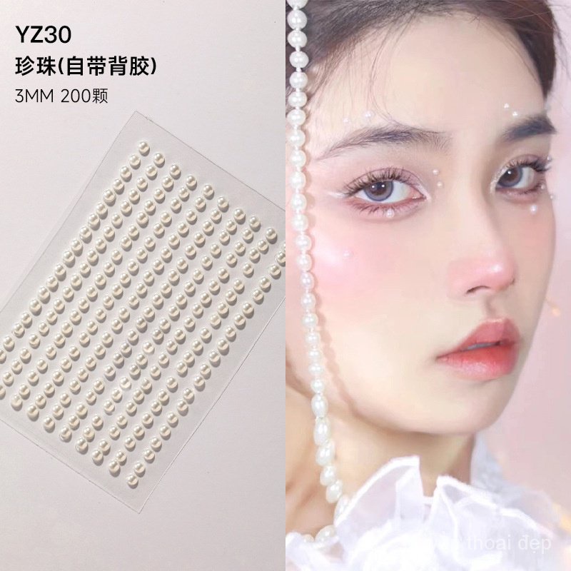 Mặt Dán Trang Sức Ngọc Trai Miếng Dán Trang Điểm Mặt Trang Điểm Mặt Trang Trí Mắt Trẻ Em Trang Điểm Mặt Trang Điểm Mắt Kim Cương Sáng Xé Kim Cương Bán Buôn
