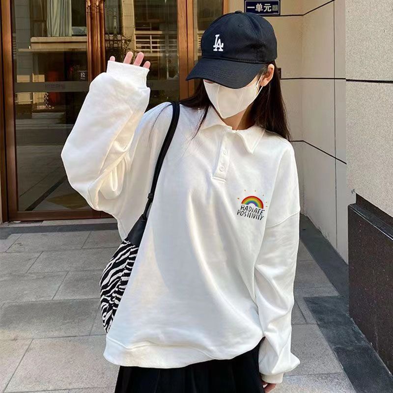 Áo Sơ Mi polo Dài Tay In Họa Tiết Phong Cách Hàn Quốc Mới Cho Nữ