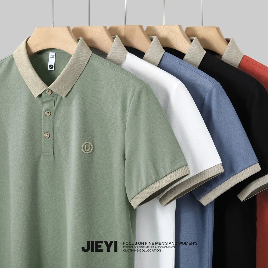 Áo Thun polo Dáng Rộng Màu Sắc Đơn Giản Cho Nam