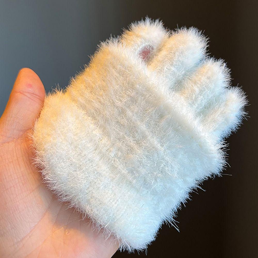 Okdeals Găng Tay Len Dệt Kim Hở Ngón Màu Trơn Ấm Áp Mùa Đông Thời Trang Có Thể Chạm Màn Hình Cảm Ứng Dành Cho Bạn Nữ