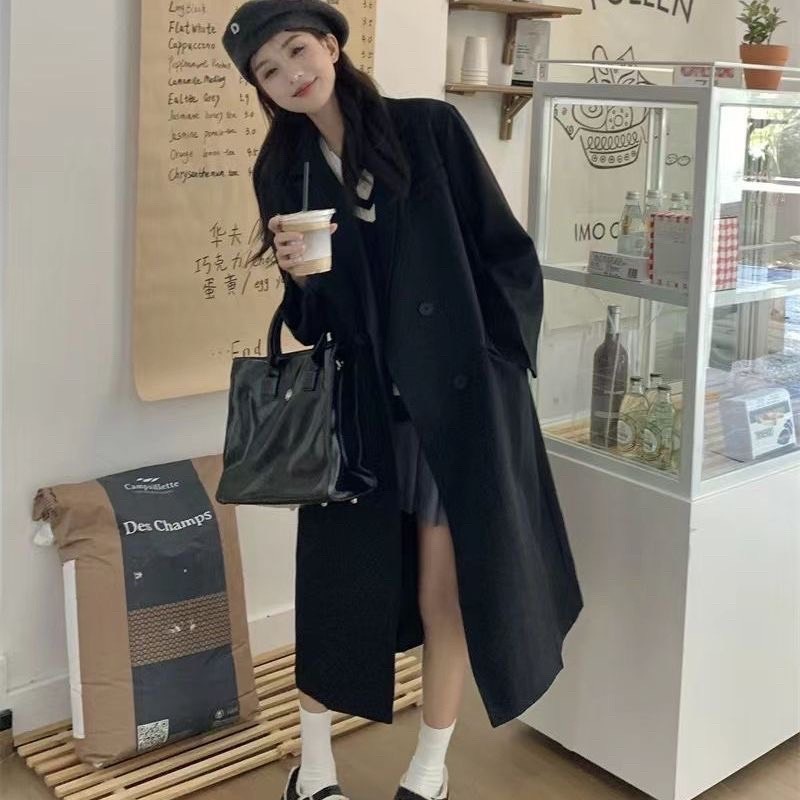 Áo vest dáng dài kèm đai 2 màu đen và nâu nhạt - Calina.vn - Aomangtodangdai949_P6K7