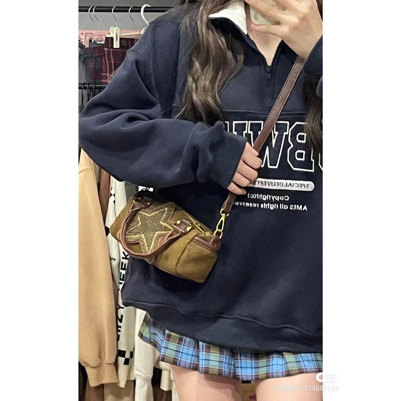 Túi Đeo Chéo Da Lộn Hình Vuông Cỡ Nhỏ Phong Cách retro Dễ Thương Cho Nữ