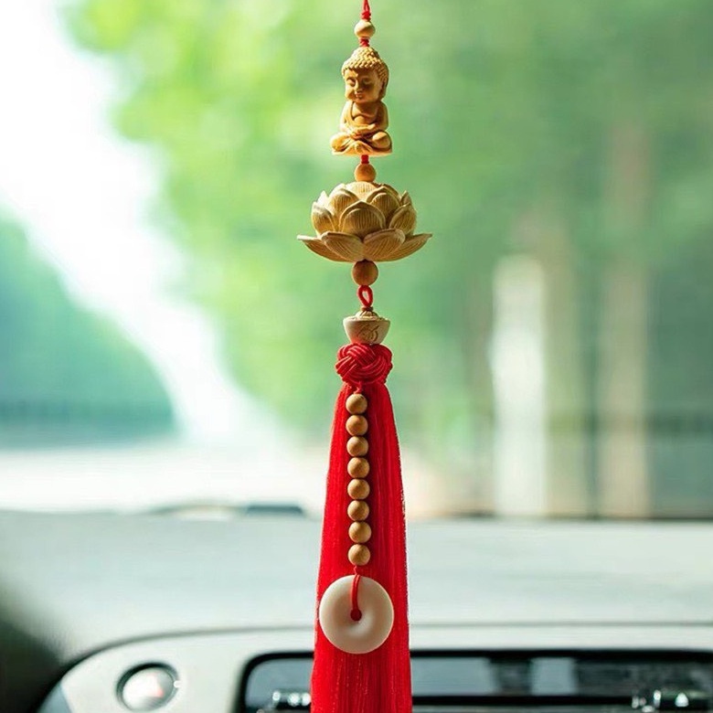 Liên hoa treo gương chiếu hậu, khánh đài sen treo xe .