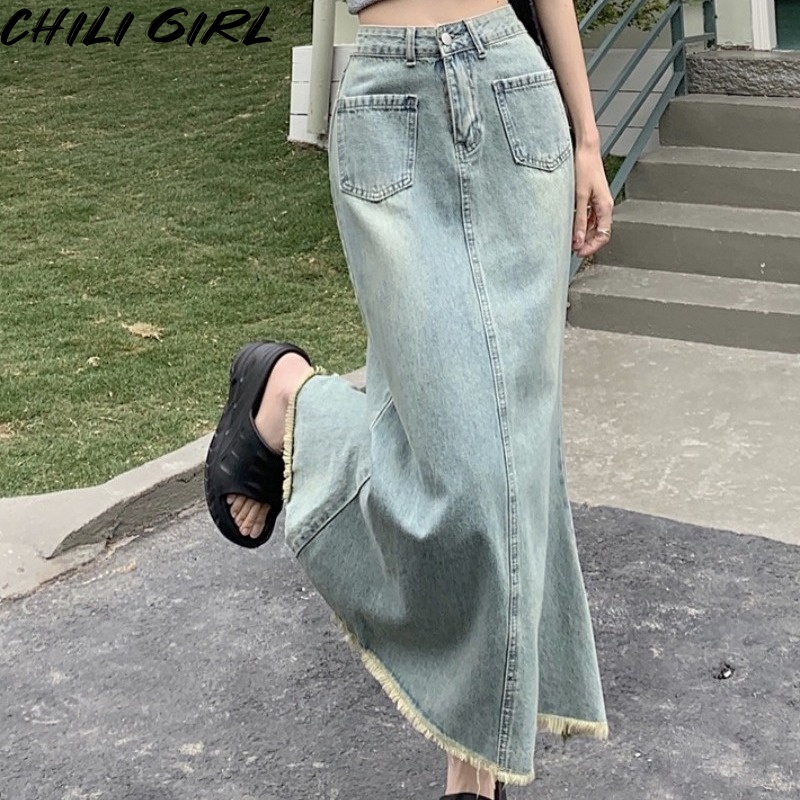 CHILI GIRL váy Chân váy thời trang váy nữ Minimalist Hàn Phong Vintage Casual WSQ23000V9 41Z231012