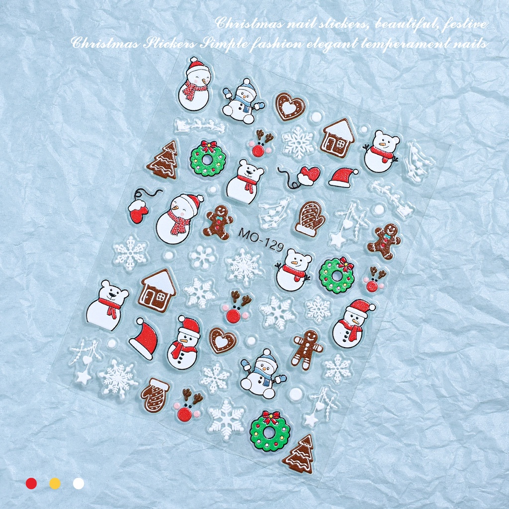 Miếng Dán Móng Tay 5d Họa Tiết Giáng Sinh Hoạt Hình Phong Cách Âu Mỹ santa claus snowman snowflake Bán Sỉ