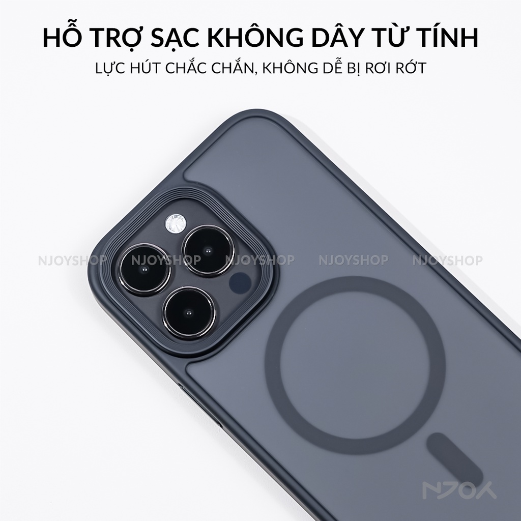 Ốp Hỗ Trợ Sạc Không Dây Likgus Mặt Lưng Nhám Chống Bám Vân Tay Bảo Vệ Camera Cho iPhone 15 14 13 Pro Max Njoyshop