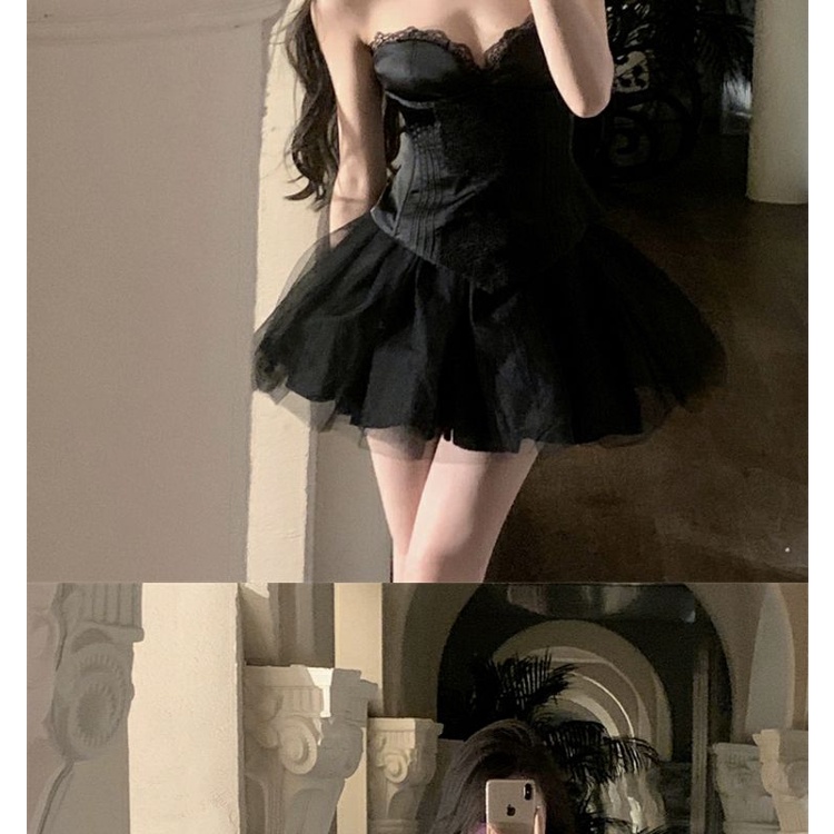 Set Áo Ống Phối Ren Và Chân Váy Phồng Quyến Rũ Mùa Hè Cho Nữ l2mq