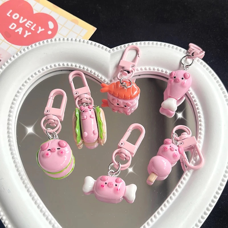 Hoạt Hình Móc Khóa Hình Bánh hamburger / Heo / Kẹo / Gà Đáng Yêu Cho Nữ