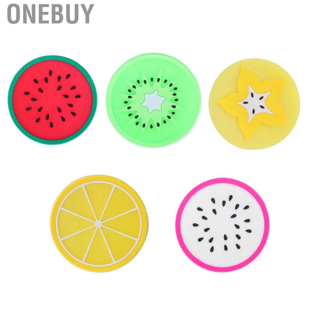 Onebuy Cute Fruit Shape Coaster  Placemat Silicone Cup Drinks Holder Mat Decor