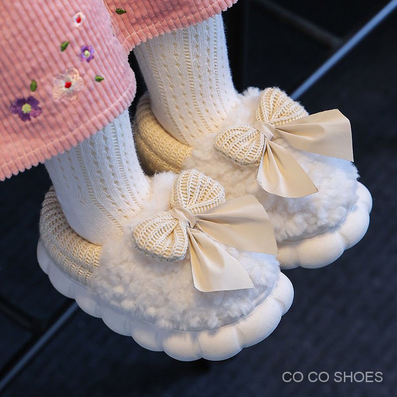 Dép cotton Đi Trong Nhà Chống Trượt Giữ Ấm Mùa Thu Đông In Họa Tiết Hoạt Hình Dễ Thương Cho Bé Gái