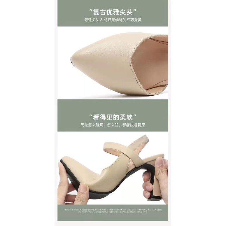 Giày Cao Gót Da Mềm Mũi Nhọn Thời Trang Dành Cho Nữ / Size 34-42
