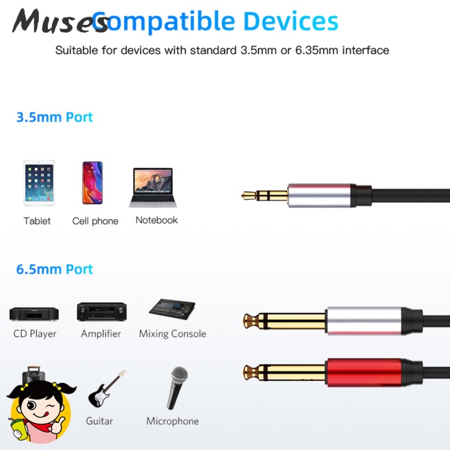 Cáp Chuyển Đổi jack 3.5mm Sang 6.35mm Cho Loa Nghe Nhạc mixer 6.5mm 3.5mm