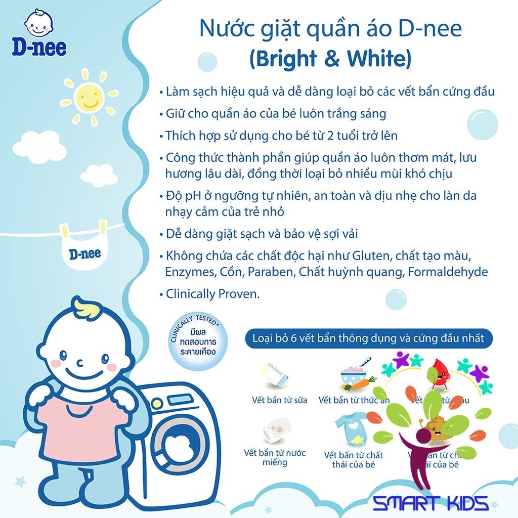 Nước giặt quần áo em bé Dnee 3000ml
