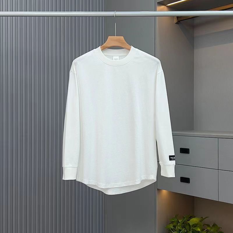 Áo Thun Tay Dài Cổ Tròn Dáng Rộng Màu Sắc Đơn Giản Thời Trang Cho Nam