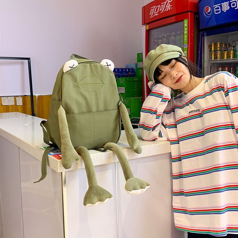 Balo Đi Học Cỡ Lớn Hình Chú Ếch Hoạt Hình Đáng Yêu Cho Nữ