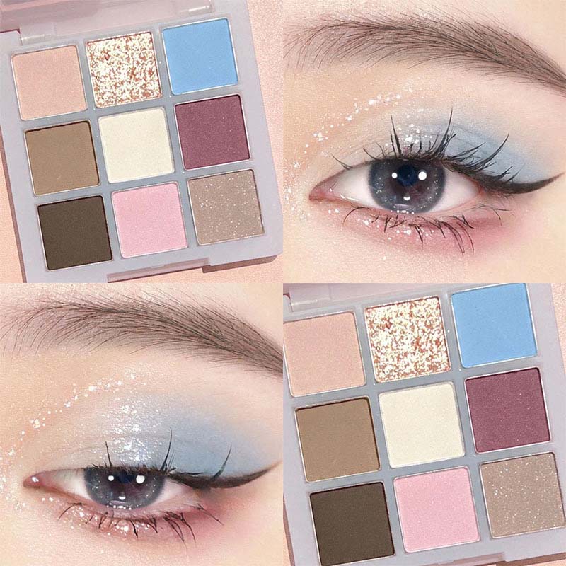 DIKALU Bảng Phấn Mắt 9 Màu Sắc long Lanh Chống Nước Lâu Trôi JP1