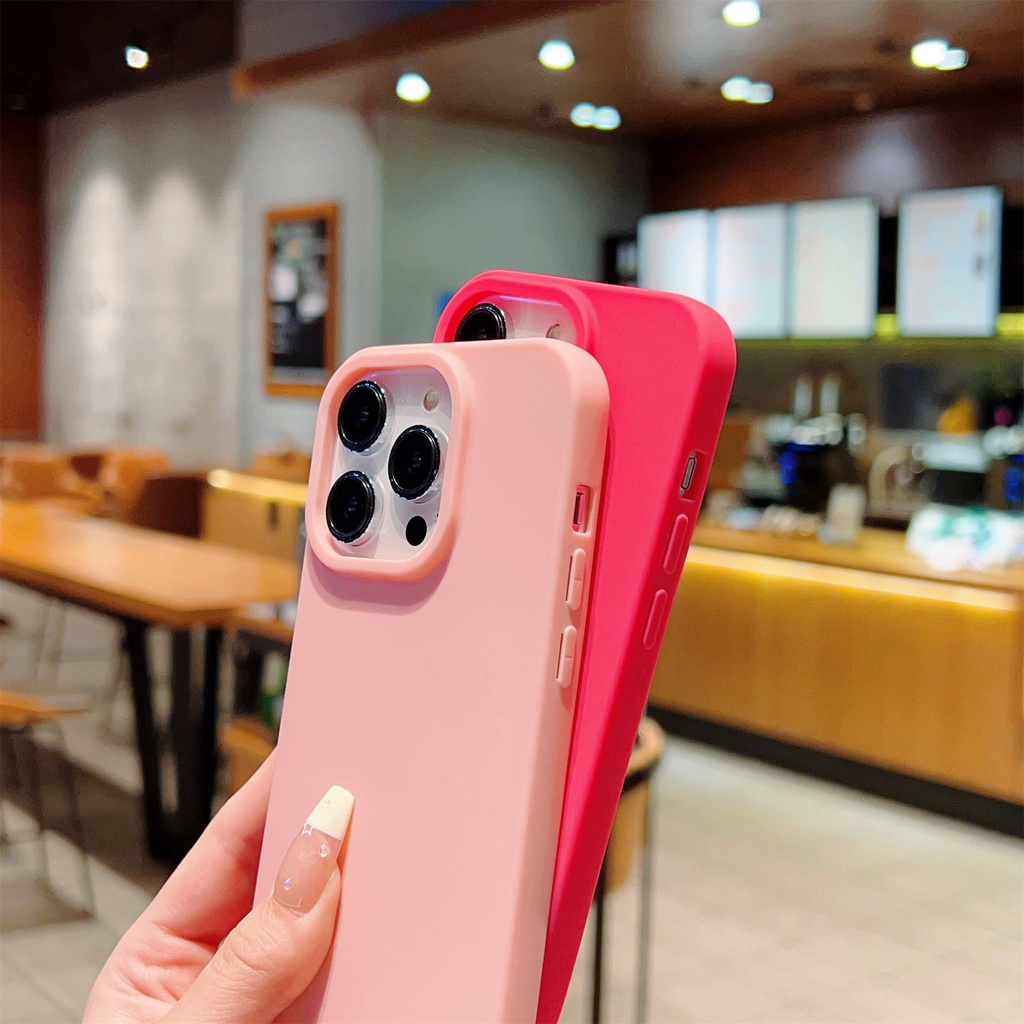 Ốp Điện Thoại silicone Mềm Màu Trơn Có Dây Đeo Cho iphone x / xs xsmax xr 11 12 13 14 15 plus pro promax
